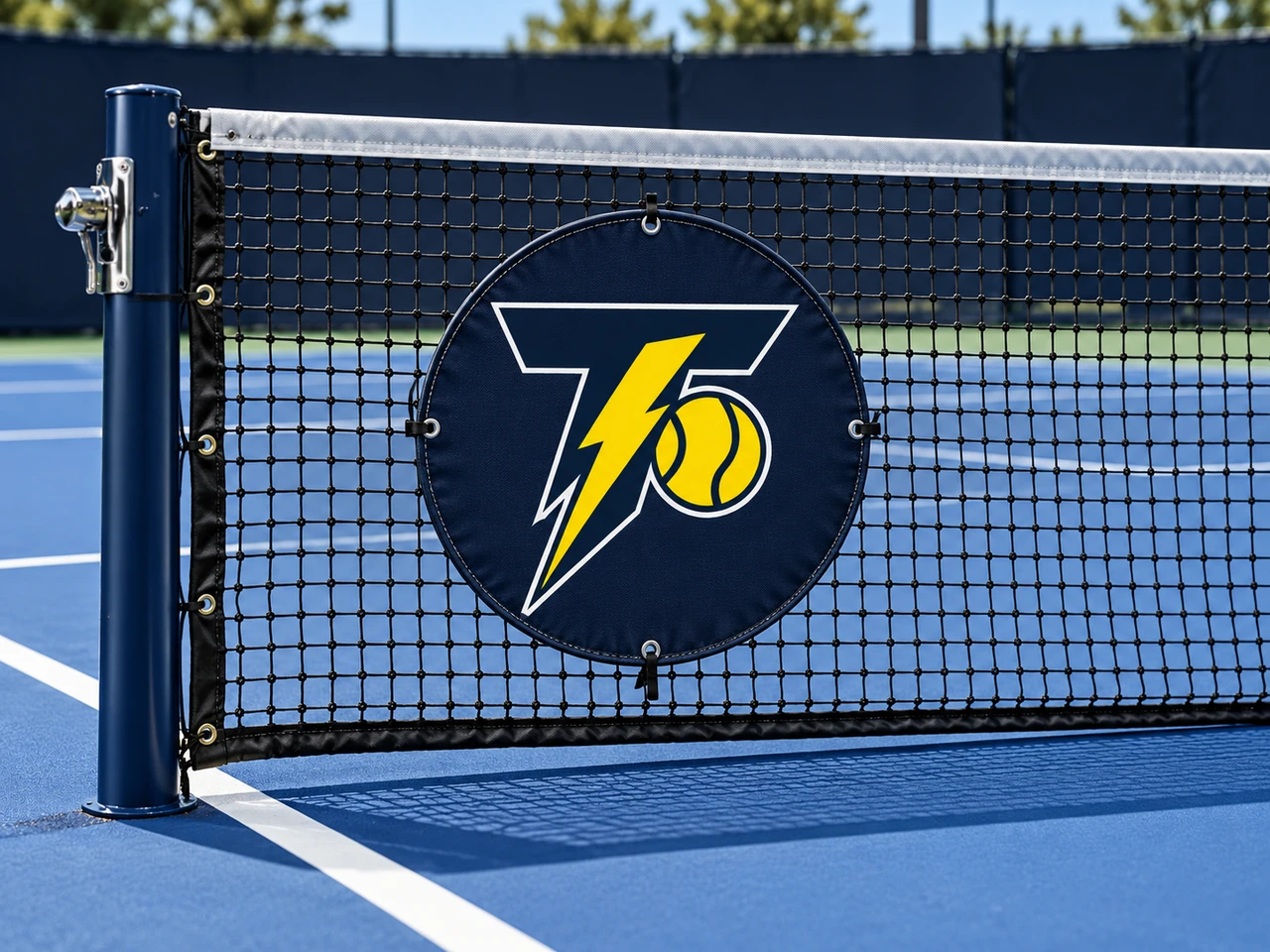 The Thor’s Thunder Tennis symbol displayed on a tennis net